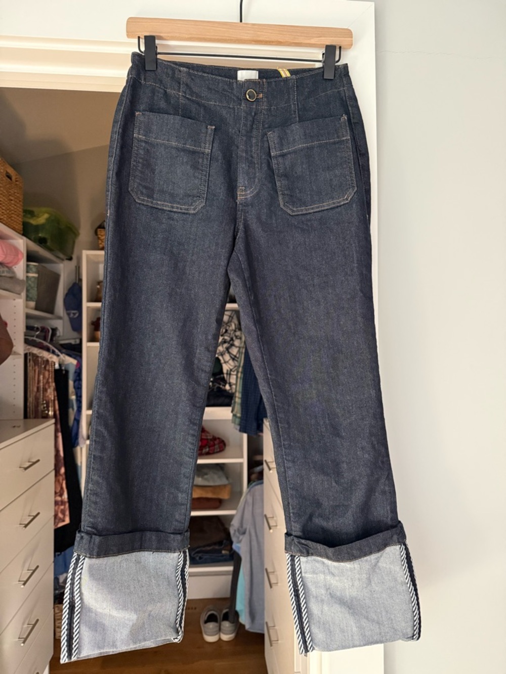 Maeve Anthropologie Colette Dark Wash Cuffed Jeans 26